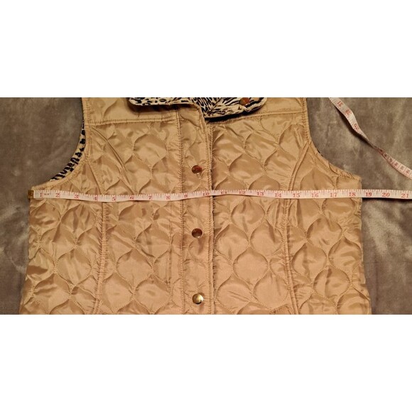 NEW W/tags Reversible Quilted Vest Gold Leopard Print Ladies S Casual Identity - Picture 5 of 11